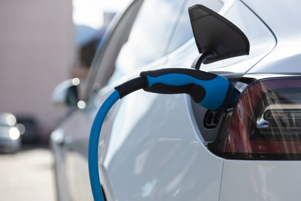 ev charging a car